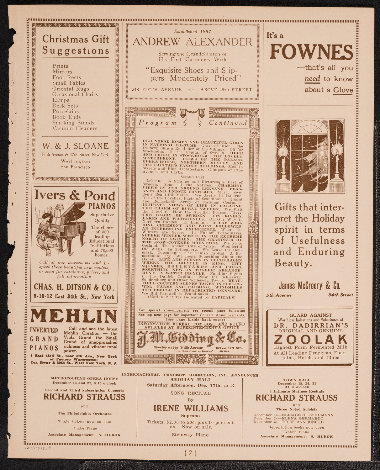 Newman Traveltalks: Norway, Sweden and Denmark, December 11, 1921, program page 7