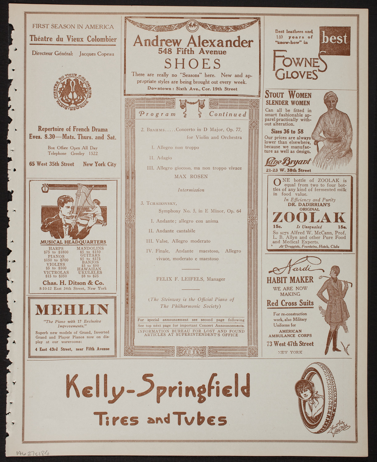 New York Philharmonic, February 7, 1918, program page 7