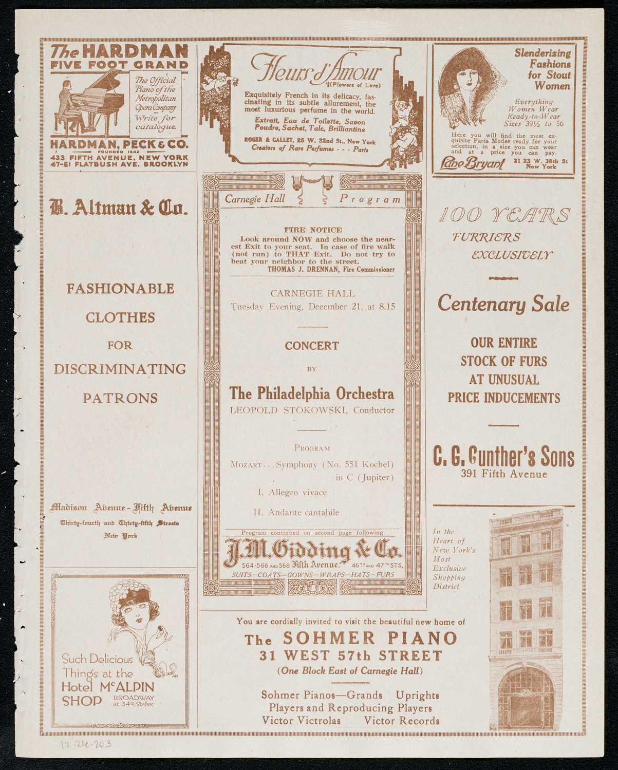 Philadelphia Orchestra, December 21, 1920, program page 5