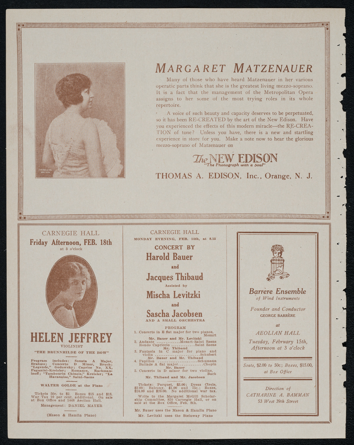 Josef Hofmann, Piano, February 6, 1921, program page 2
