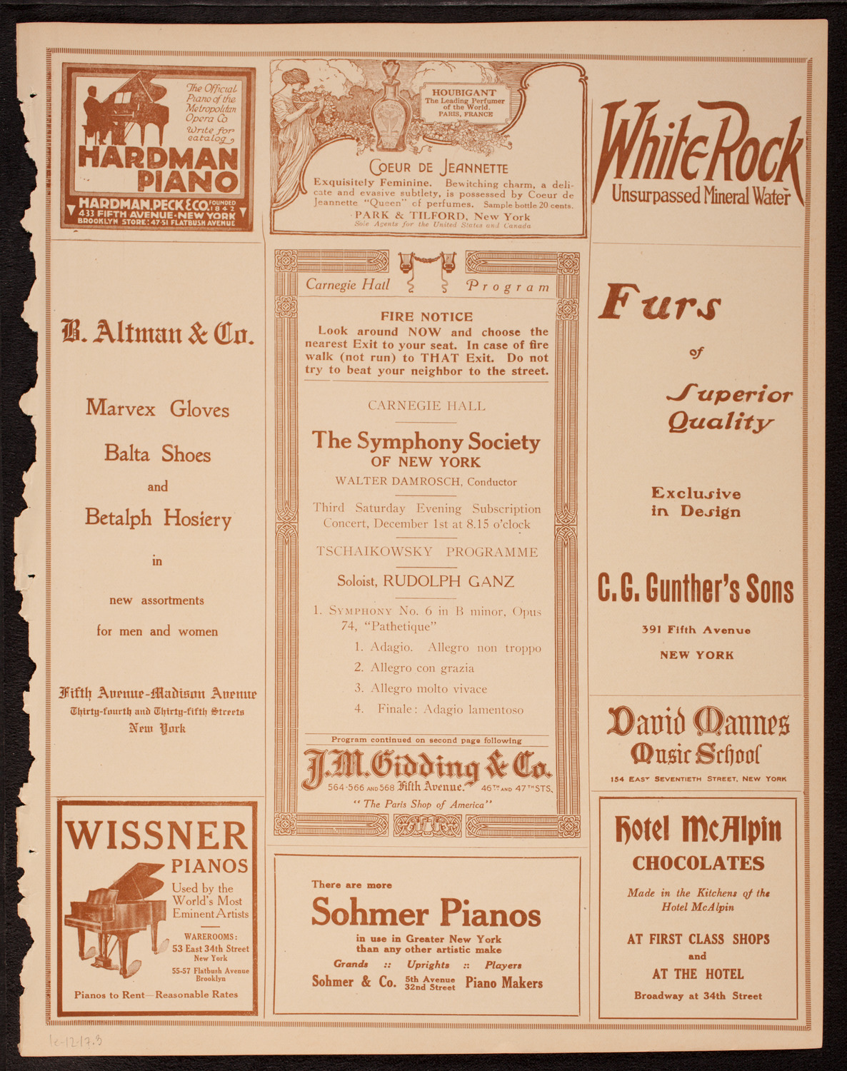 New York Symphony Orchestra, December 1, 1917, program page 5