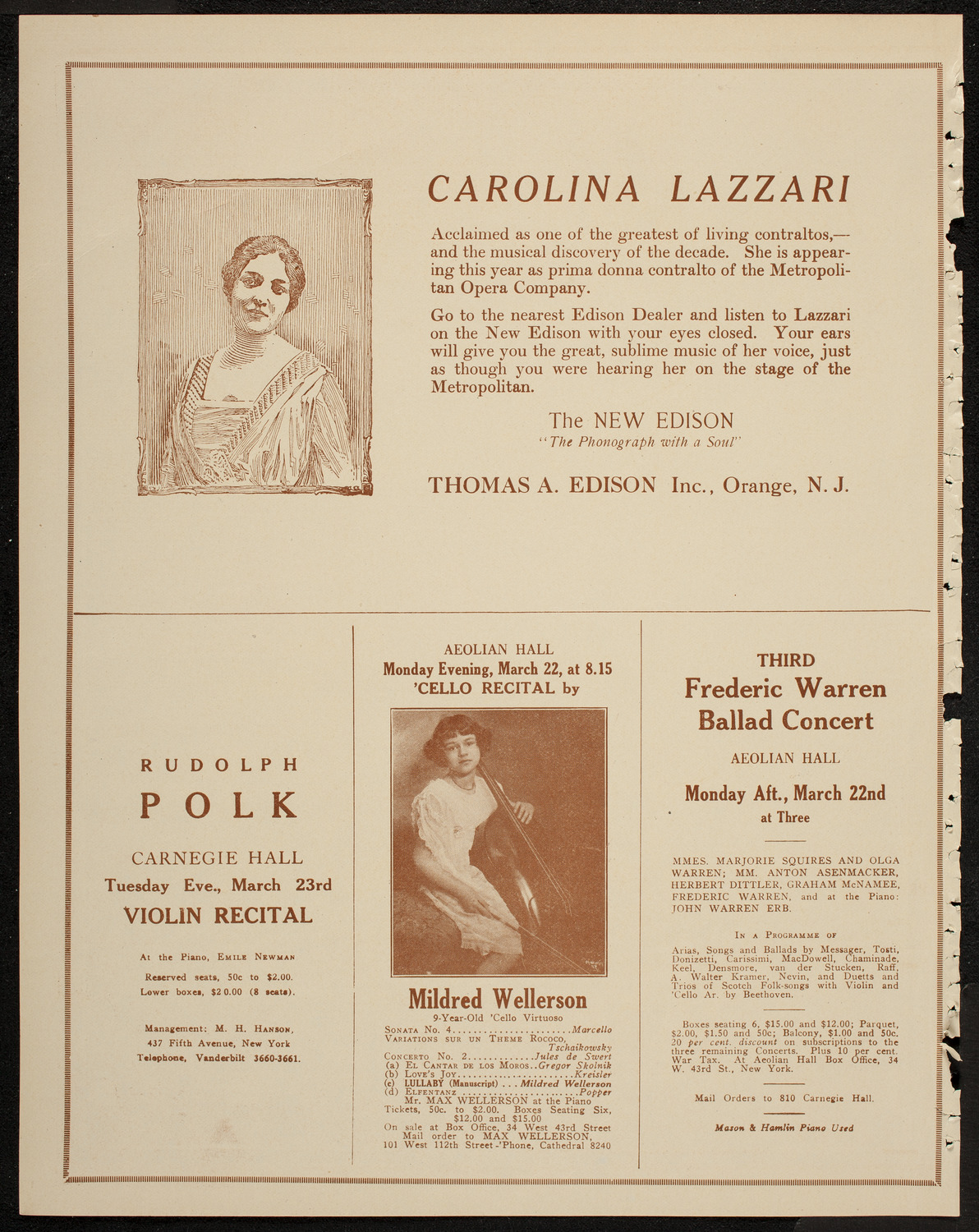 Boston Symphony Orchestra, March 20, 1920, program page 2