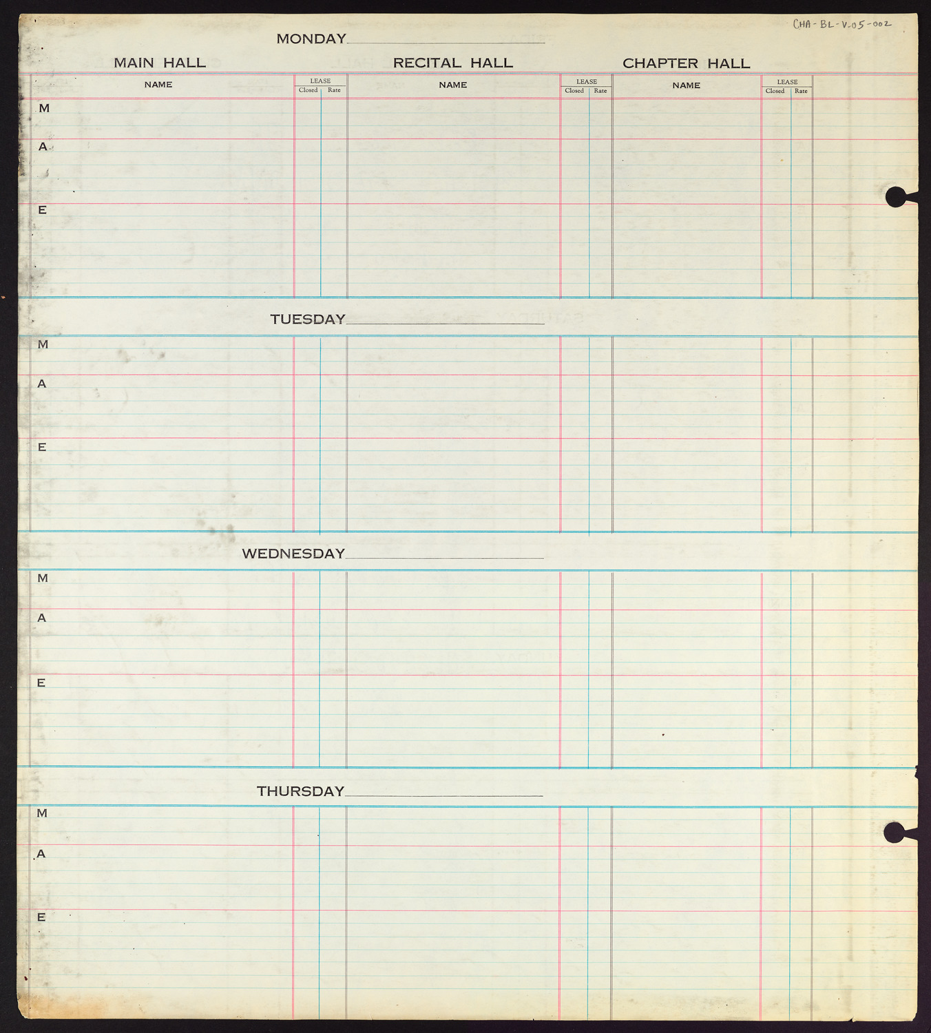 Carnegie Hall Booking Ledger, volume 5, page 2