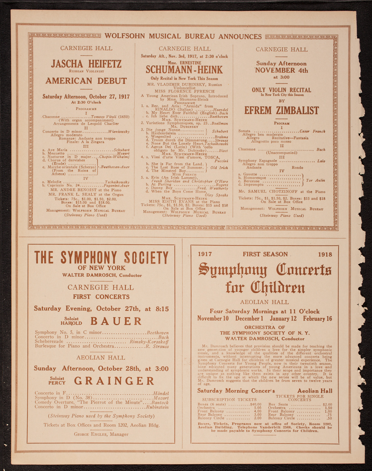 New York Philharmonic, October 25, 1917, program page 8