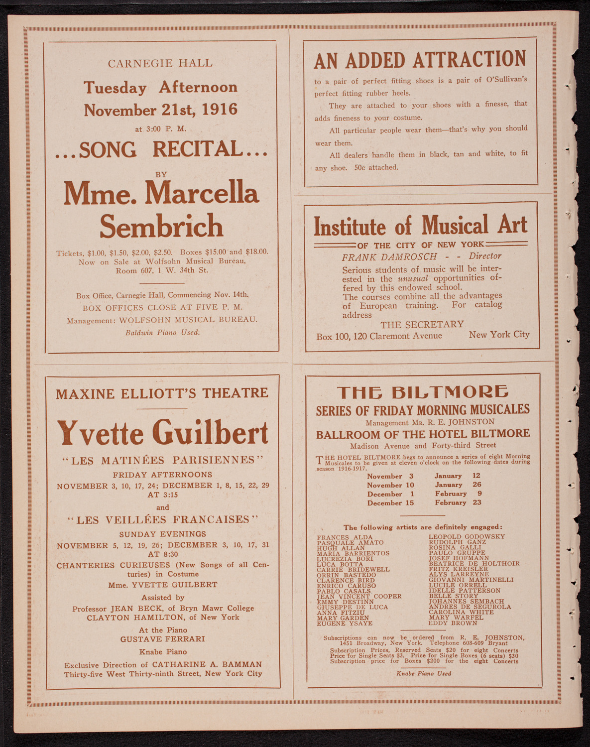 Ethel Leginska, Piano, November 2, 1916, program page 2