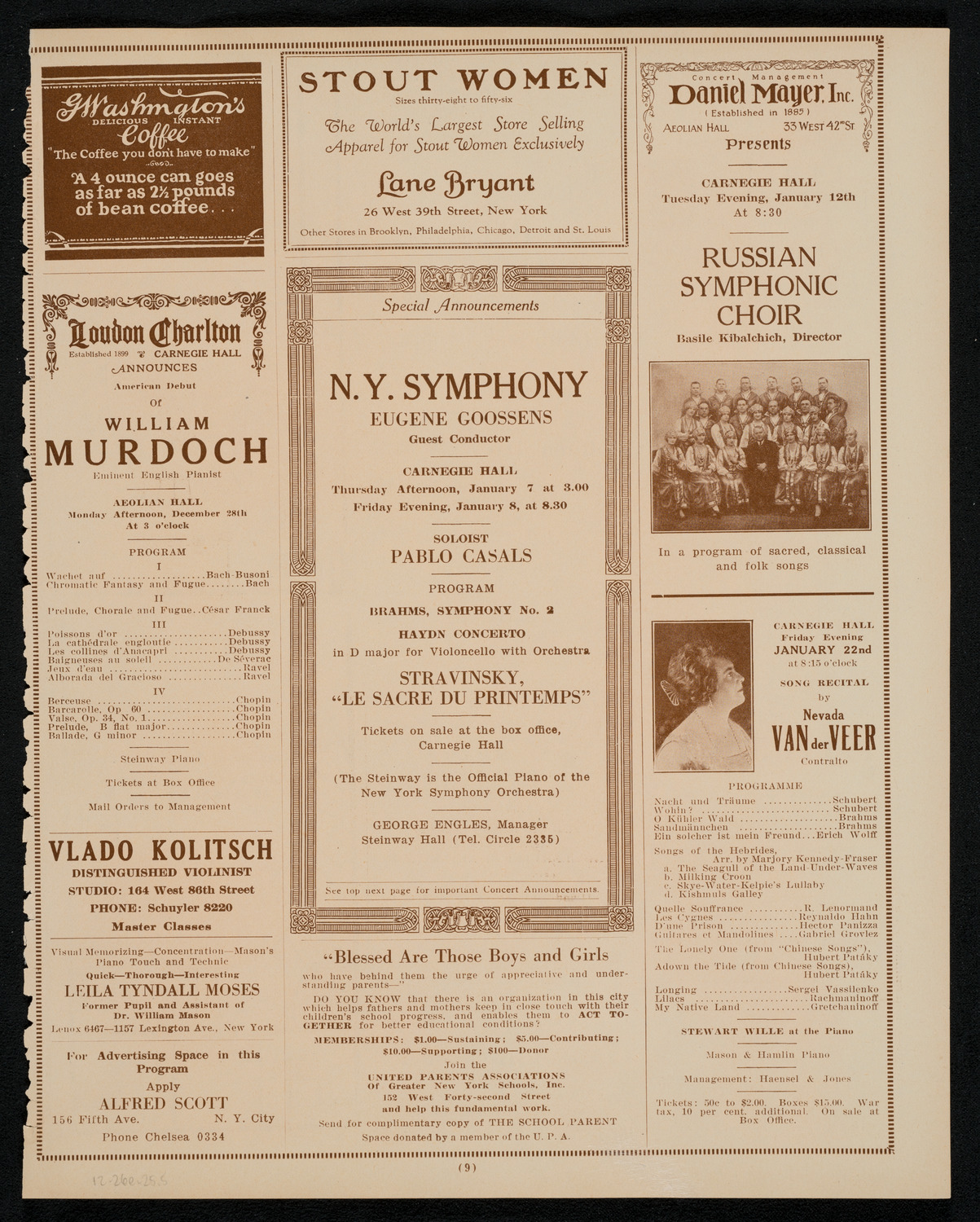 Oratorio Society of New York, December 26, 1925, program page 9