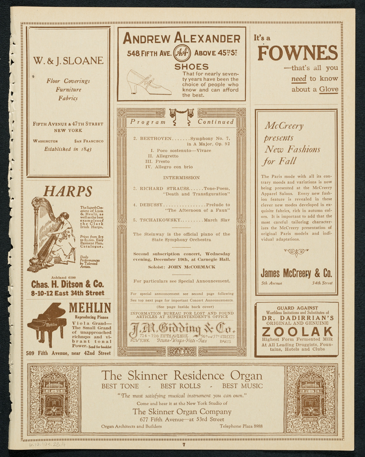 State Symphony Orchestra of New York, October 10, 1923, program page 7