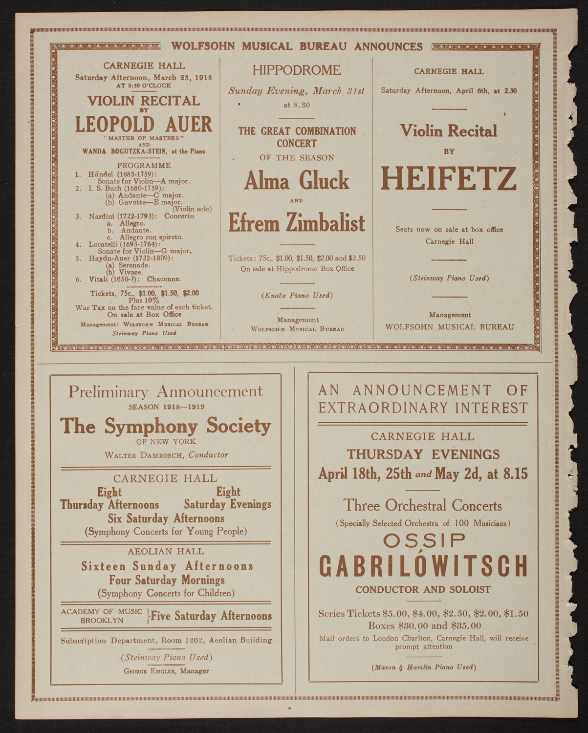 New York Philharmonic, March 22, 1918, program page 8