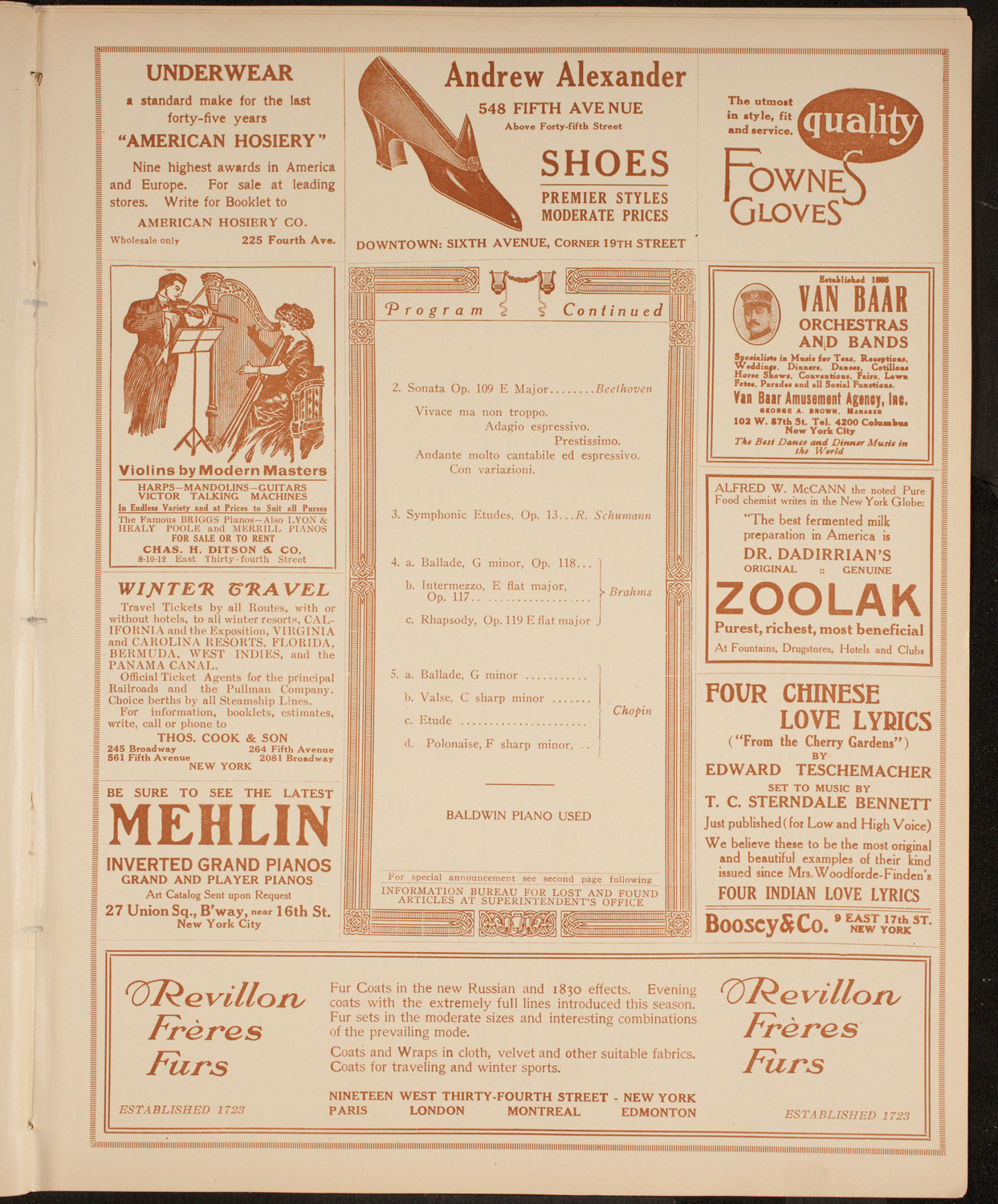 Carl Friedberg, Piano, November 2, 1914, program page 7