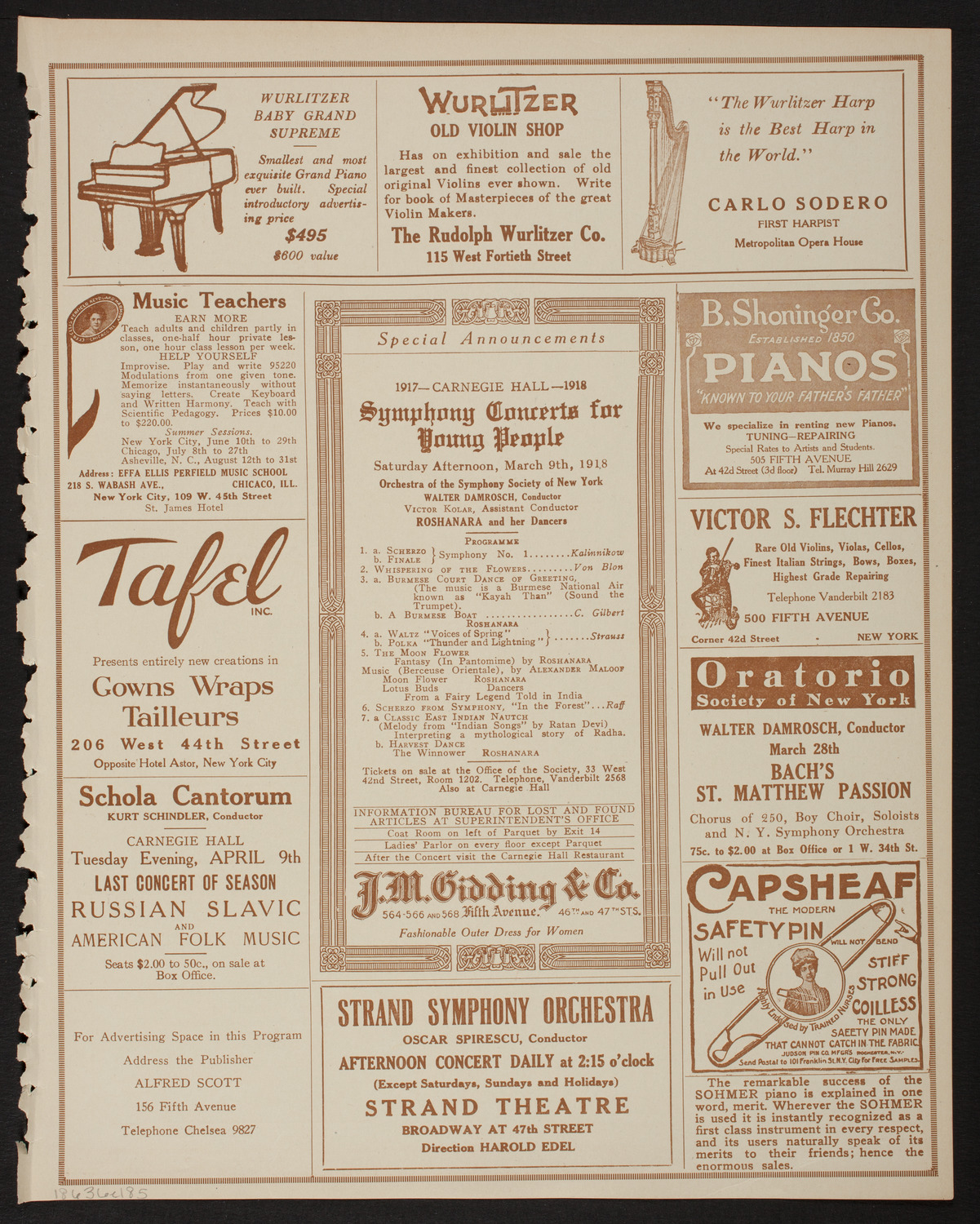 Music School Settlement Festival Concert, March 6, 1918, program page 9