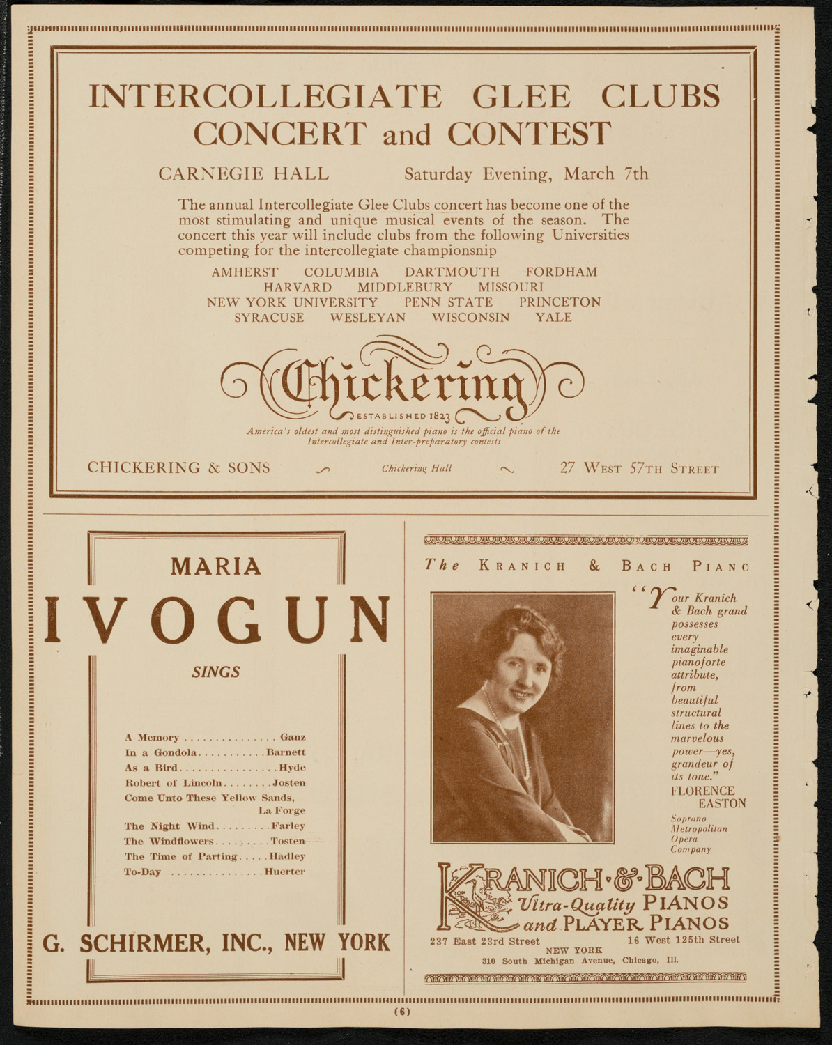 Ninth Annual Intercollegiate Glee Club Contest, March 7, 1925, program page 6