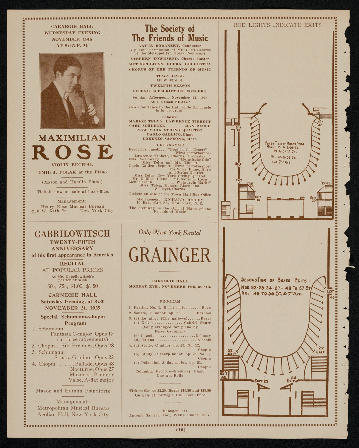 New York Philharmonic, November 15, 1925, program page 10