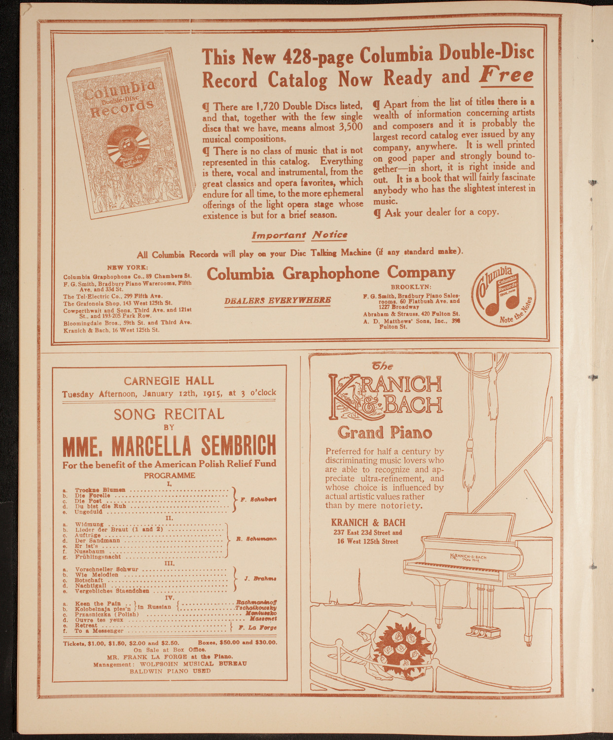 Philadelphia Orchestra, January 4, 1915, program page 6