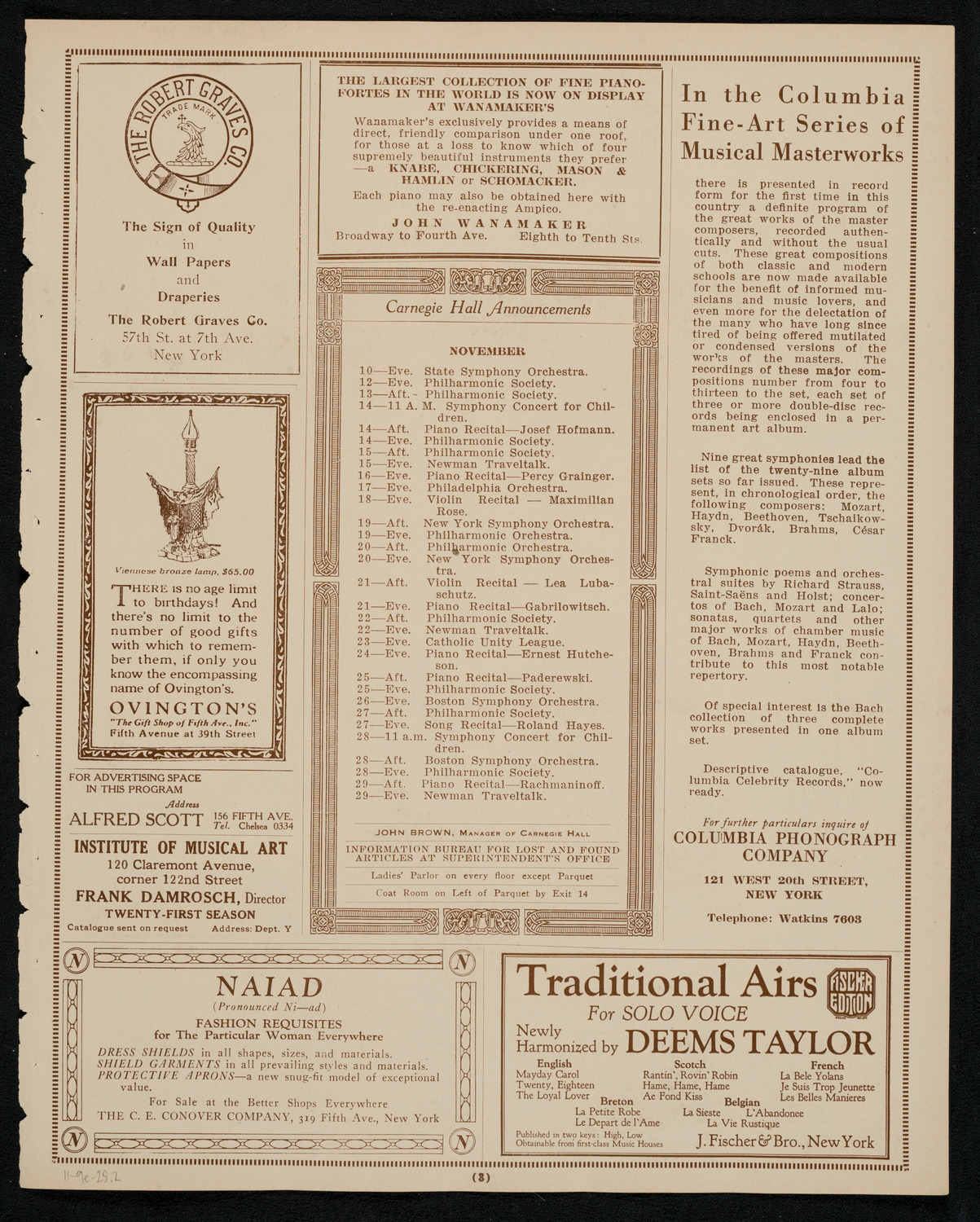 Esther Dale, Soprano, November 9, 1925, program page 3