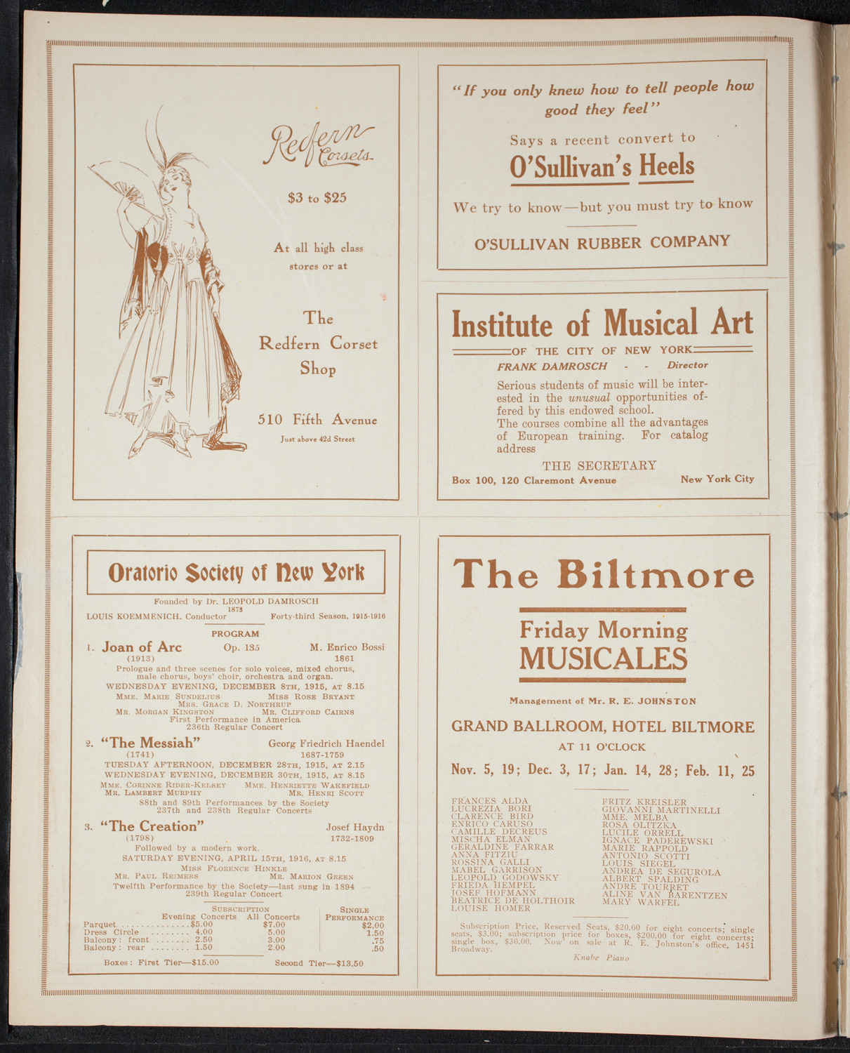 Benefit: Italian War Sufferers, November 1, 1915, program page 2