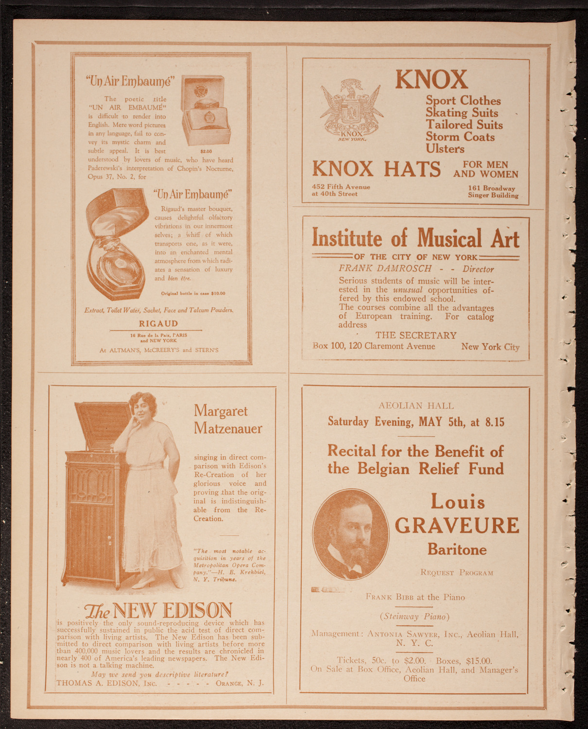 Frank Loubet's Orchestra, April 29, 1917, program page 2