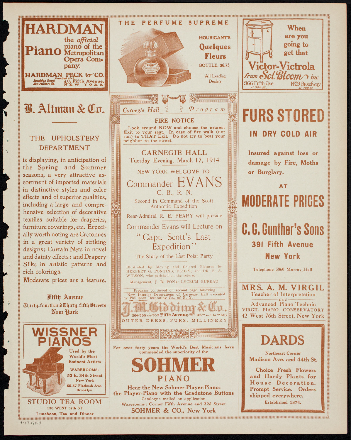 Commander Edward Evans, March 17, 1914, program page 5