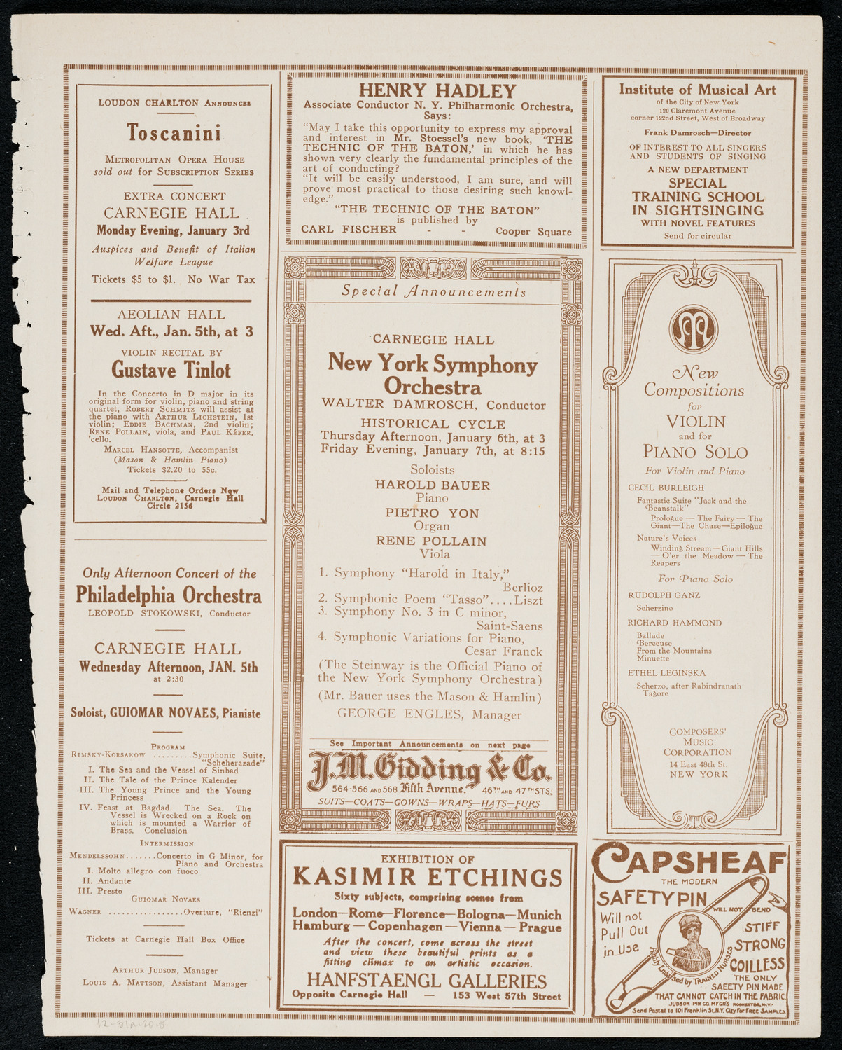 New York Philharmonic, December 31, 1920, program page 9