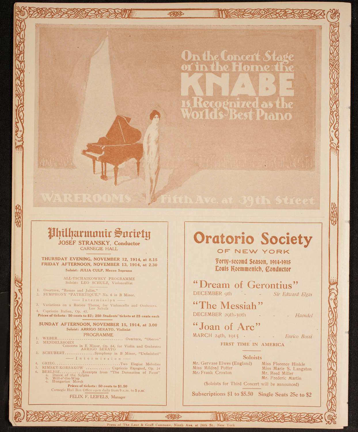 New York Philharmonic, October 29, 1914, program page 12