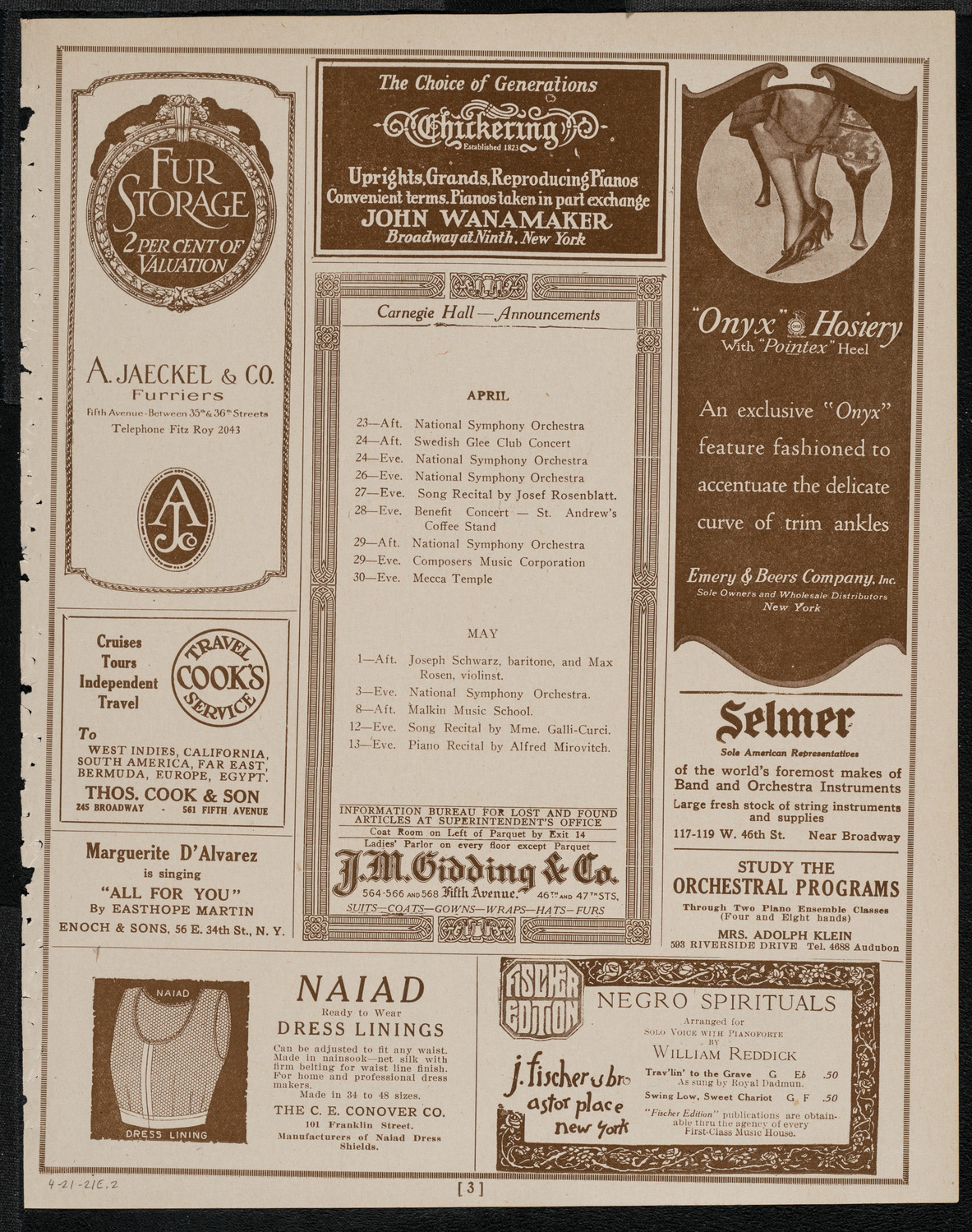 Benefit: Woman's Hospital Alumnae Sick Benefit Fund, April 21, 1921, program page 3