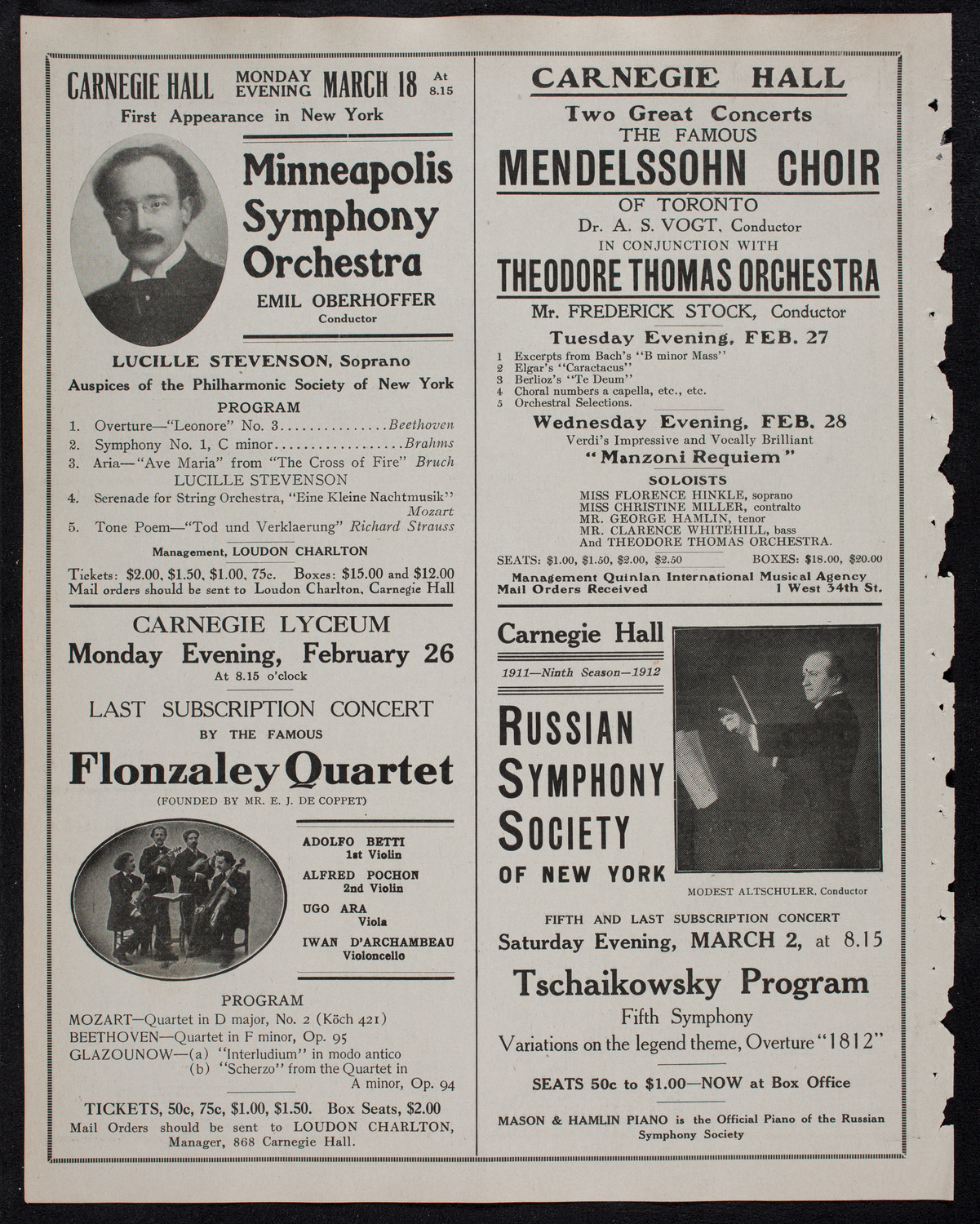 Boston Symphony Orchestra, February 24, 1912, program page 10