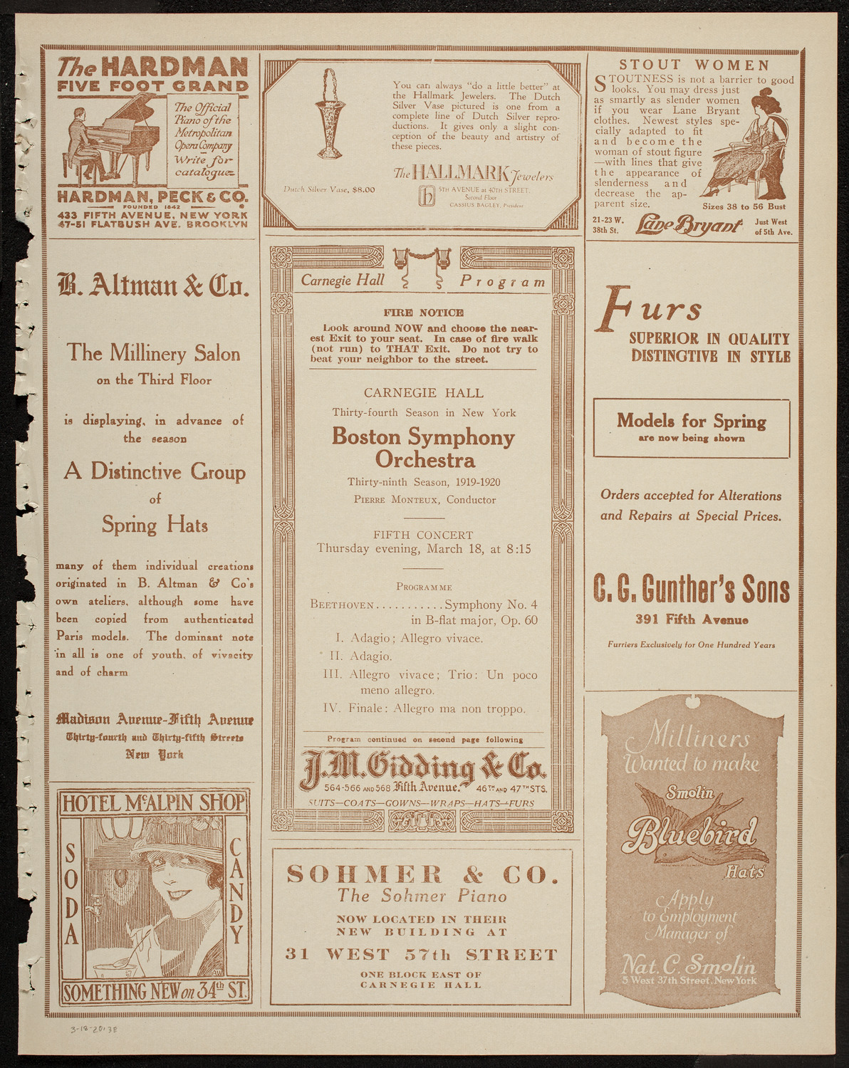 Boston Symphony Orchestra, March 18, 1920, program page 5
