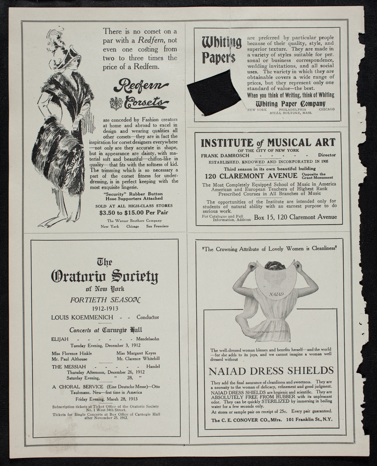Efrem Zimbalist, Violin, November 12, 1912, program page 2