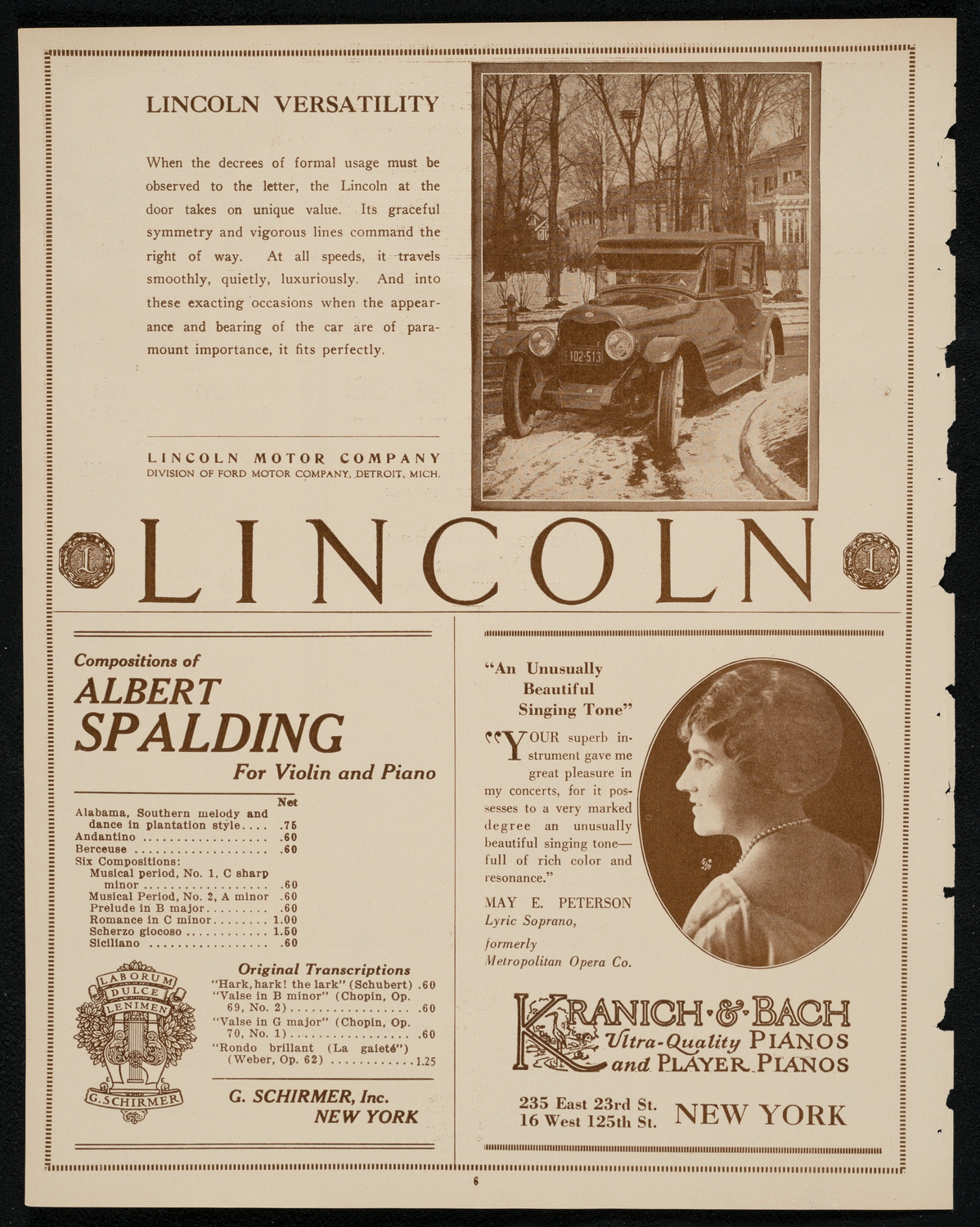 Boston Symphony Orchestra, February 2, 1924, program page 6