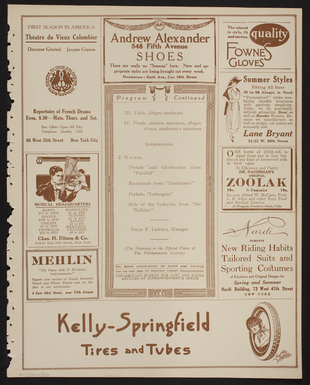 New York Philharmonic, March 24, 1918, program page 7