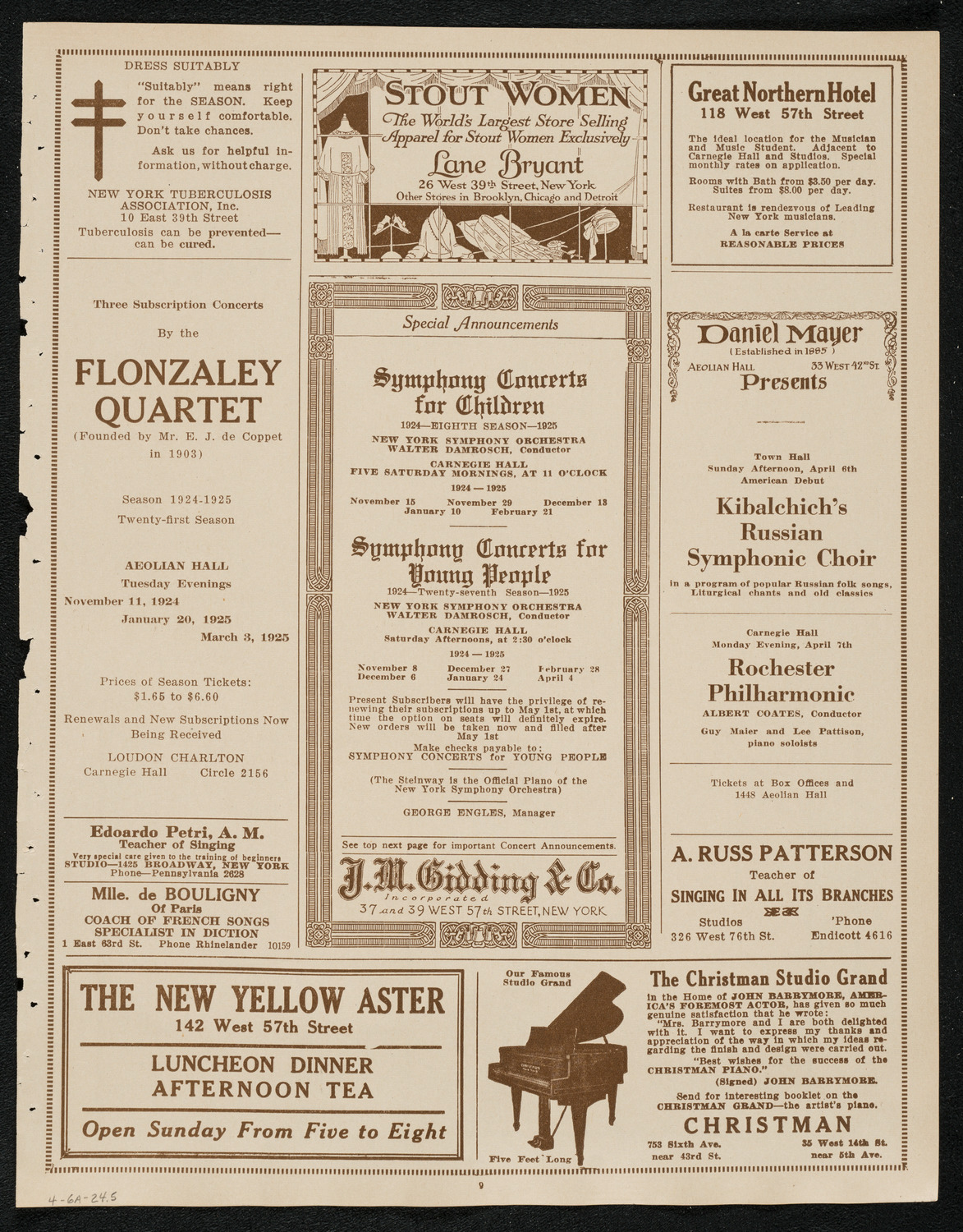 Jascha Heifetz, Violin, April 6, 1924, program page 9