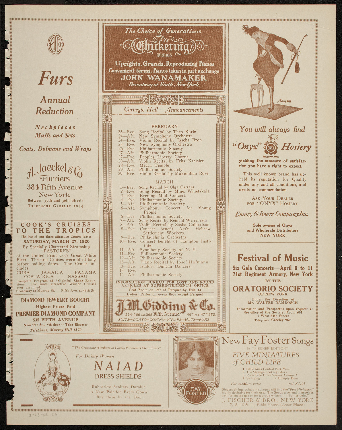 Mabel Garrison, Soprano, February 23, 1920, program page 3