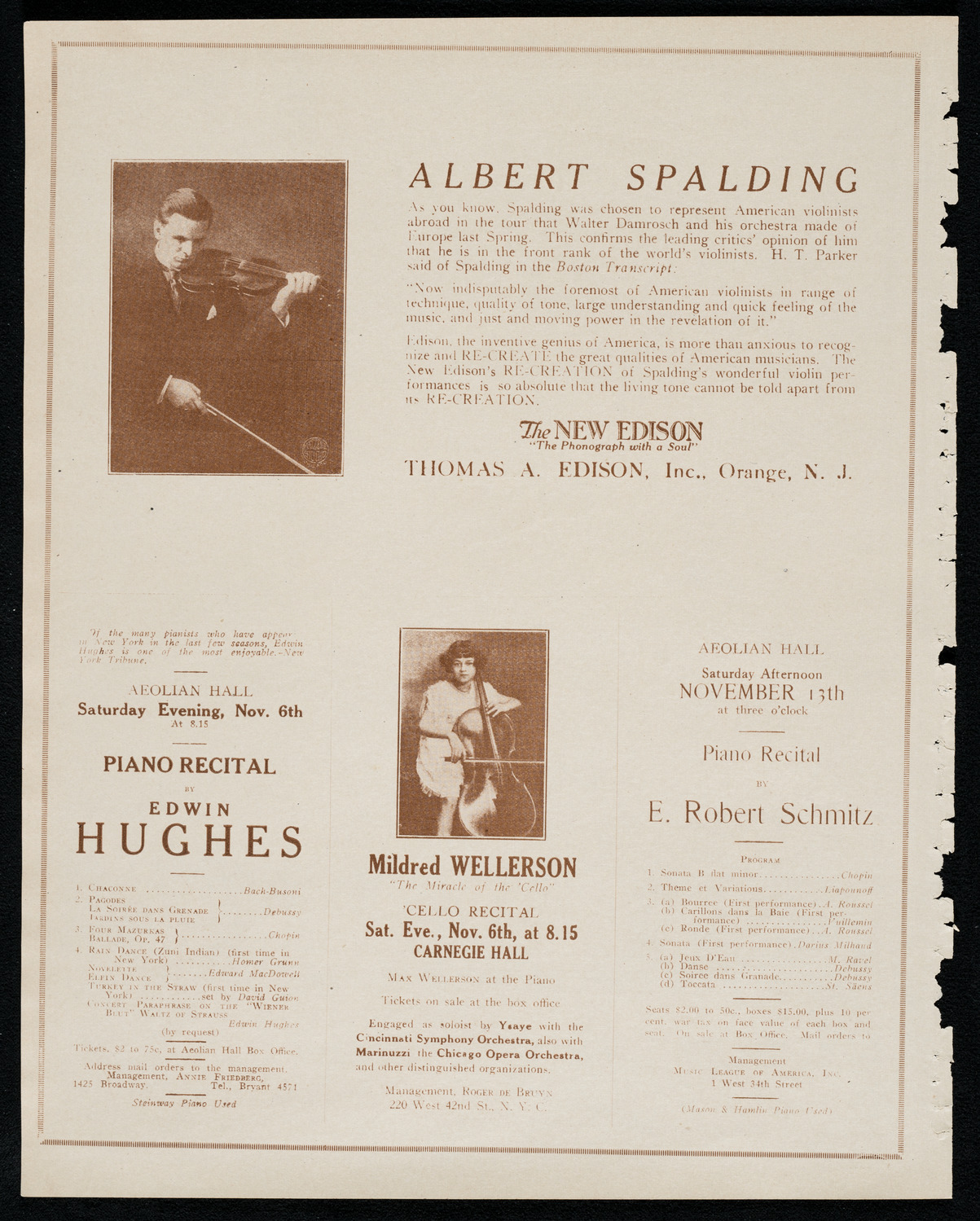 Jacques Pintel, Piano, November 3, 1920, program page 2