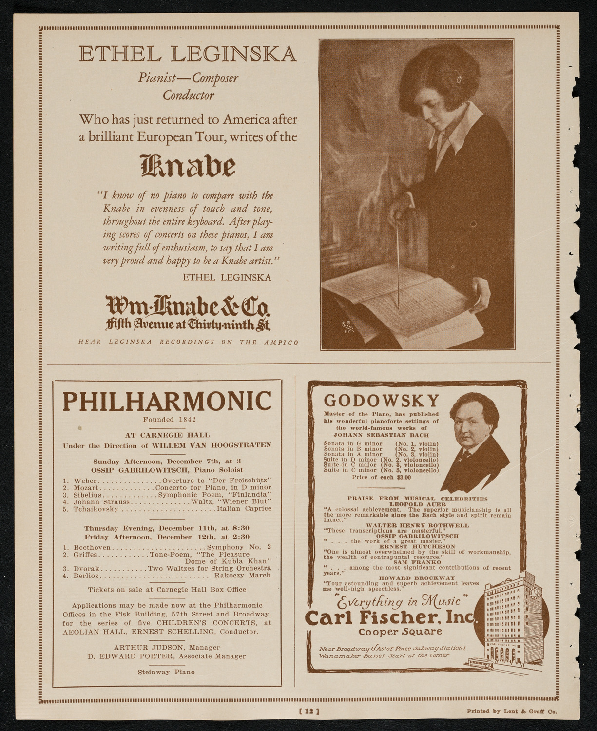 New York Philharmonic, December 5, 1924, program page 12