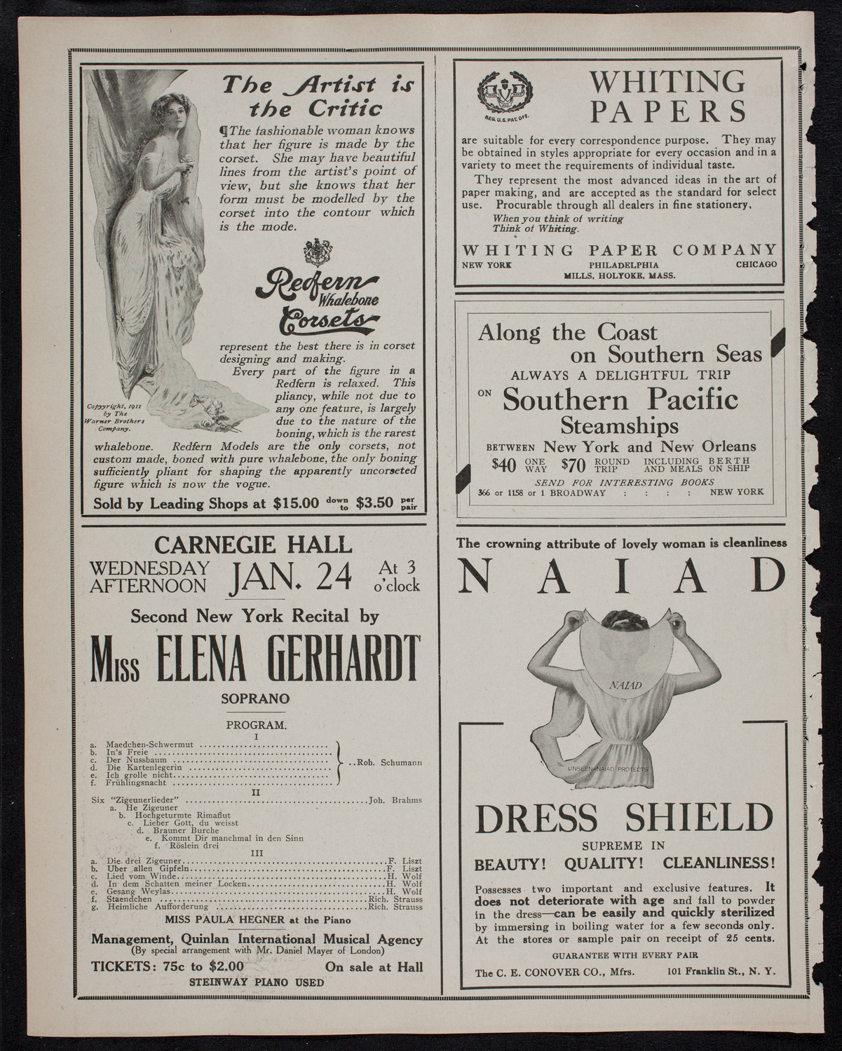 Oscar Seagle, Tenor, January 18, 1912, program page 2