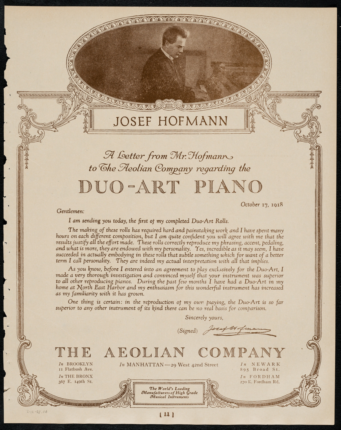 New York Philharmonic, February 12, 1922, program page 11
