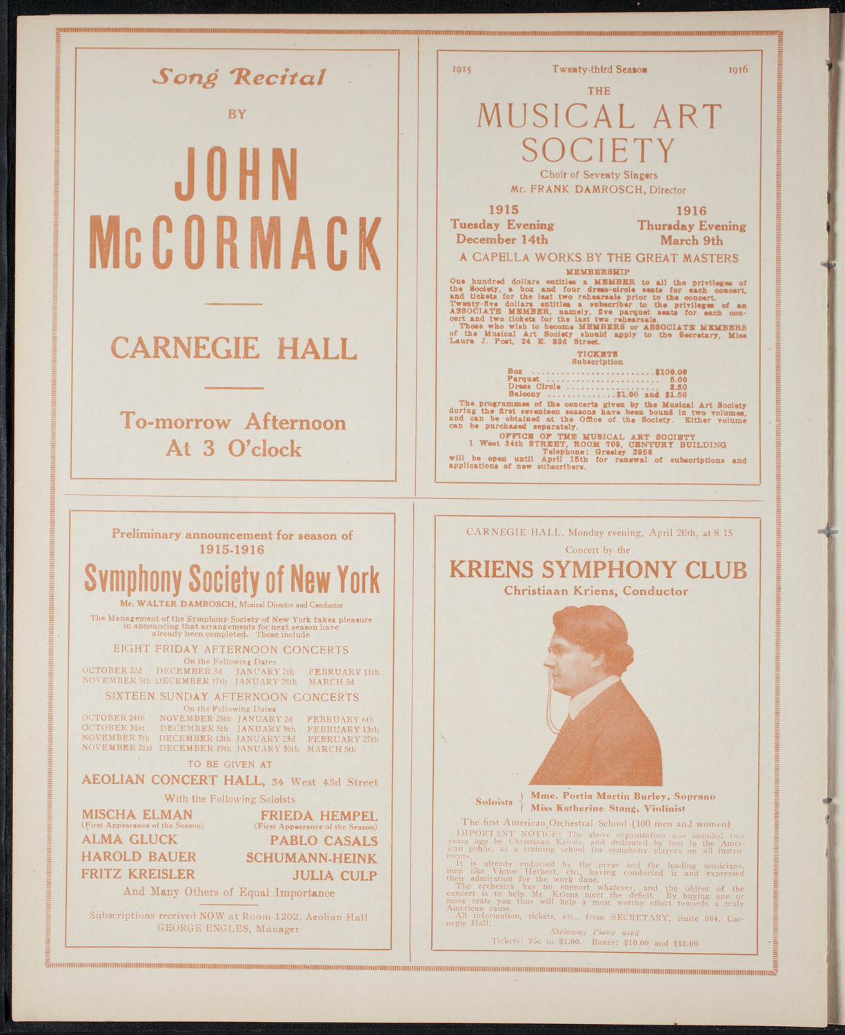 Elena Gerhardt, Soprano, April 10, 1915, program page 8