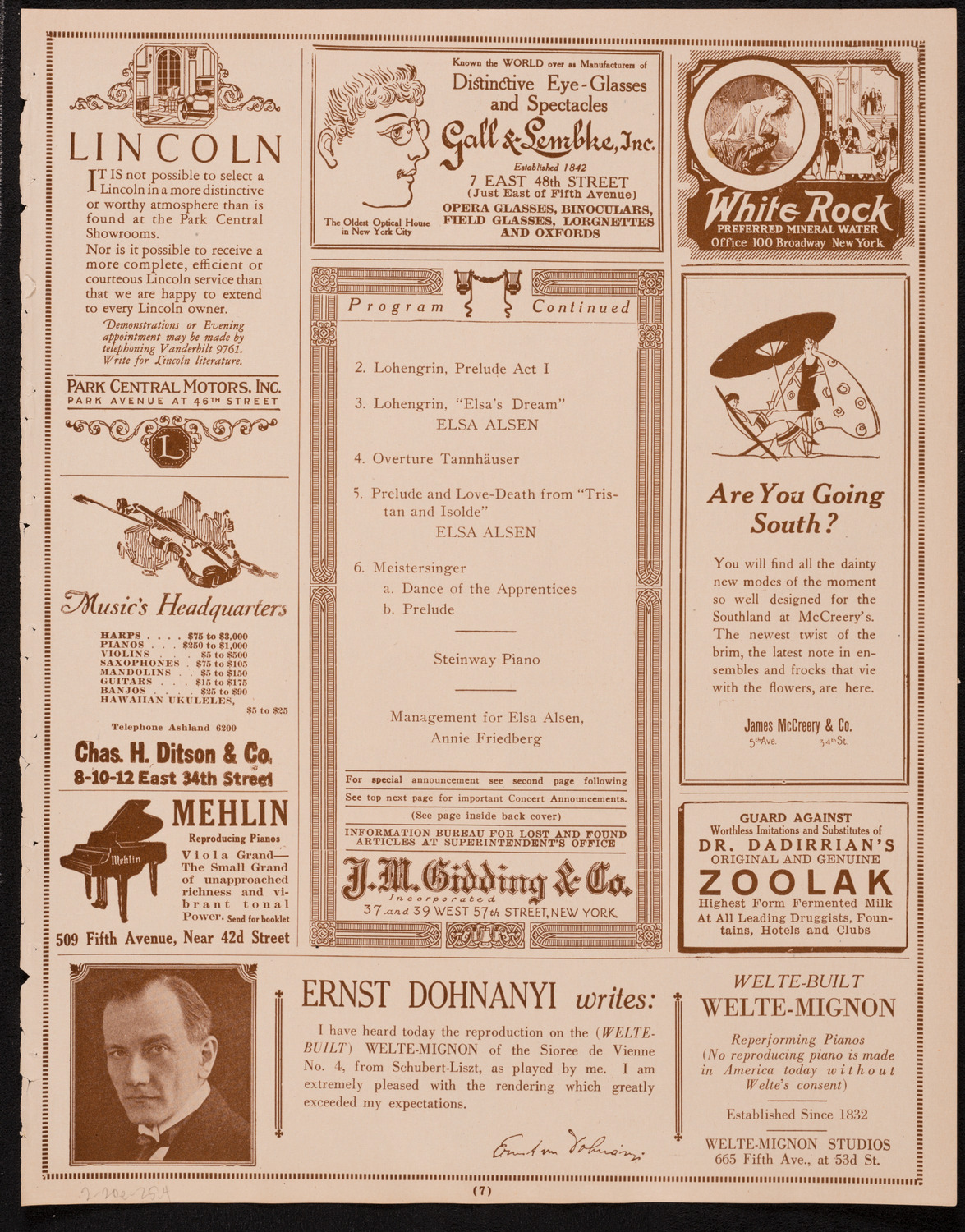 State Symphony Orchestra of New York, February 20, 1925, program page 7