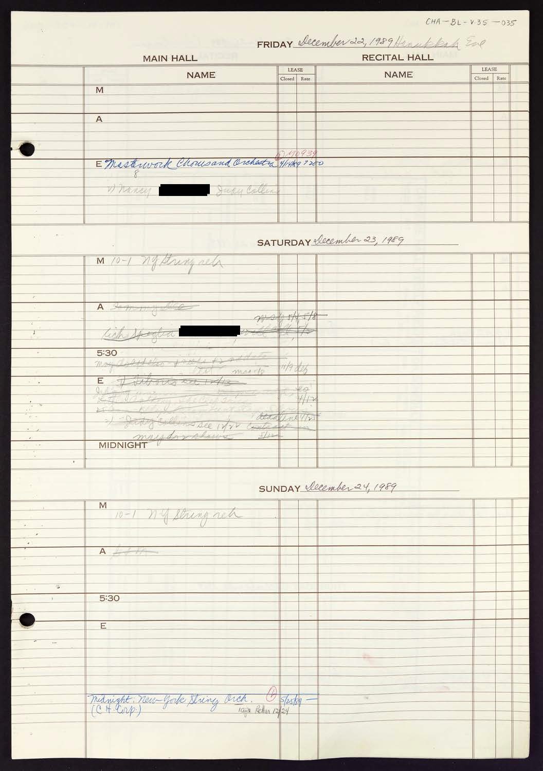 Carnegie Hall Booking Ledger, volume 35, page 35