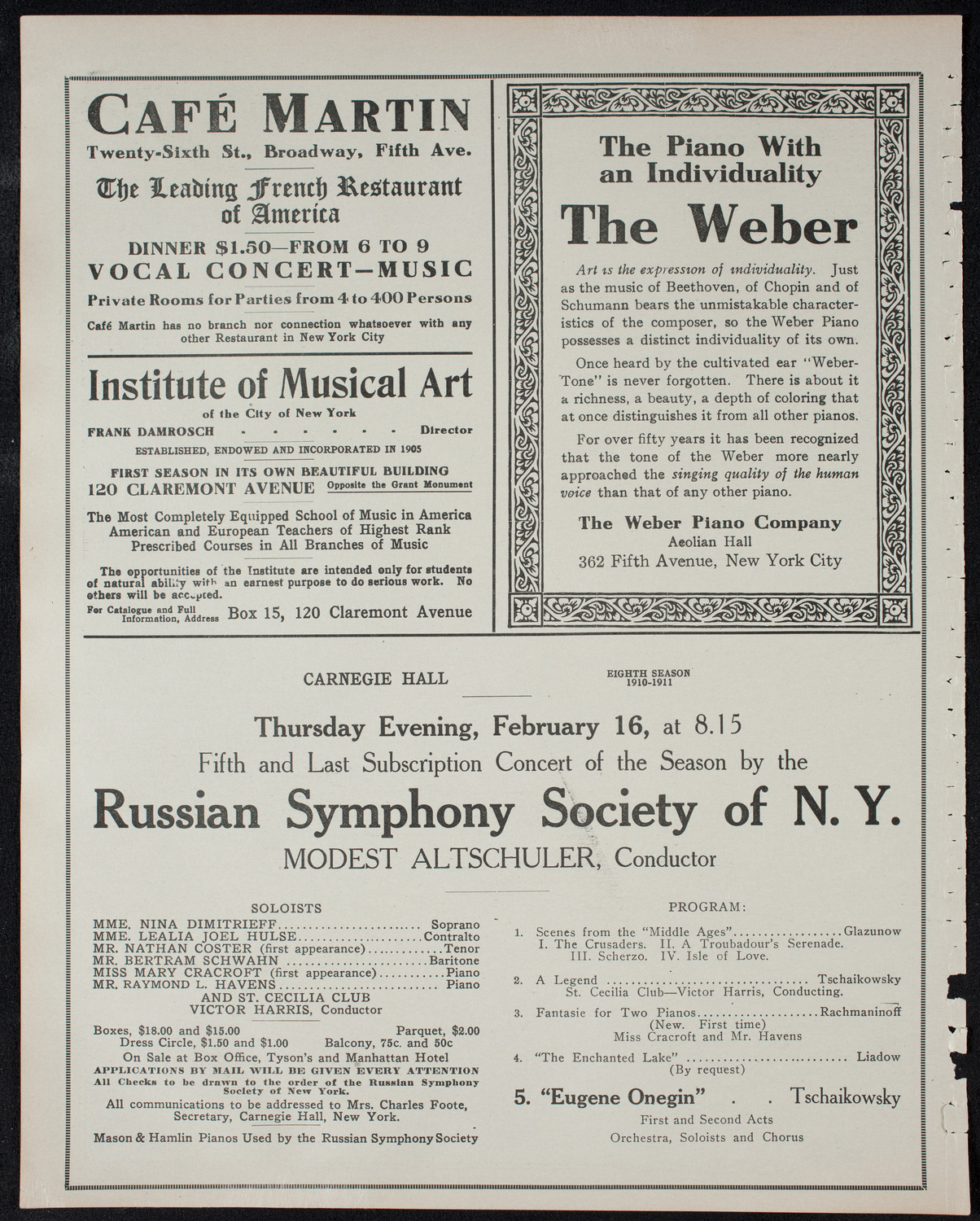 The Civic Forum, February 15, 1911, program page 6