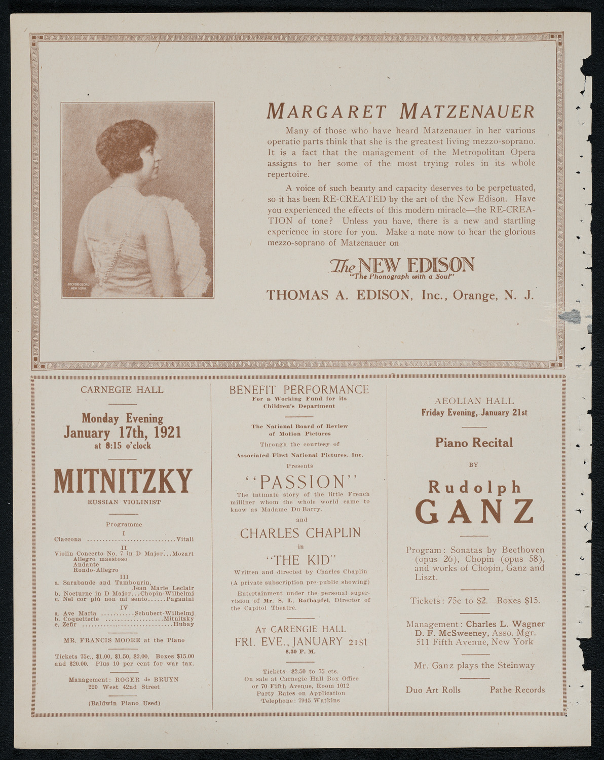 New York Philharmonic, January 14, 1921, program page 2
