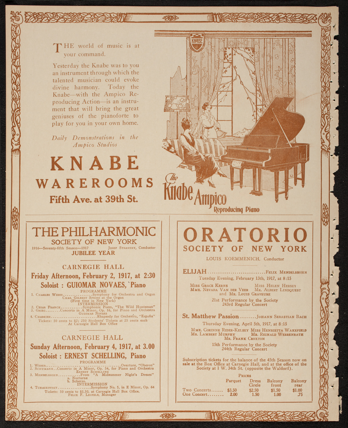 New York Symphony Orchestra, February 1, 1917, program page 12