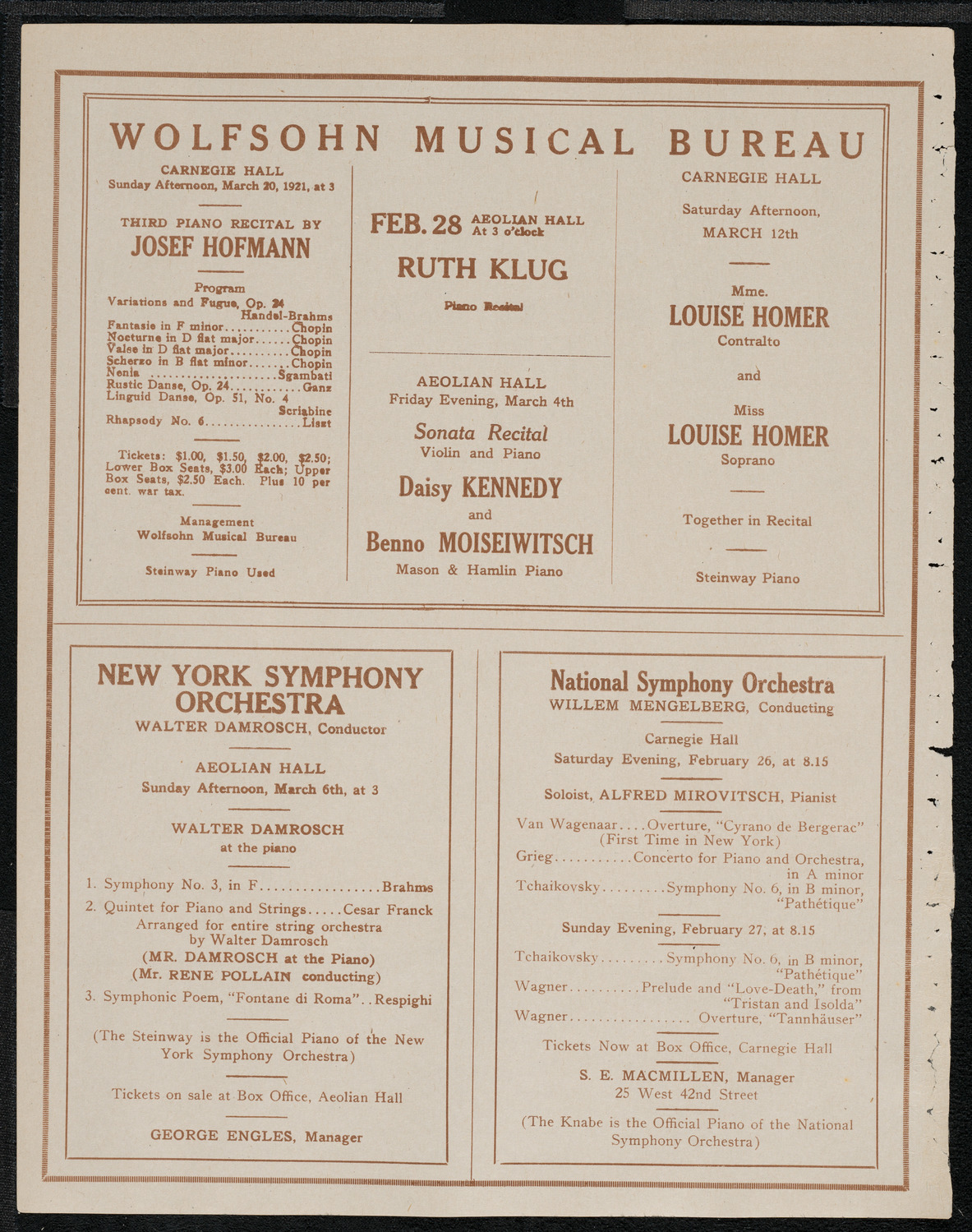 New York Philharmonic, February 24, 1921, program page 8