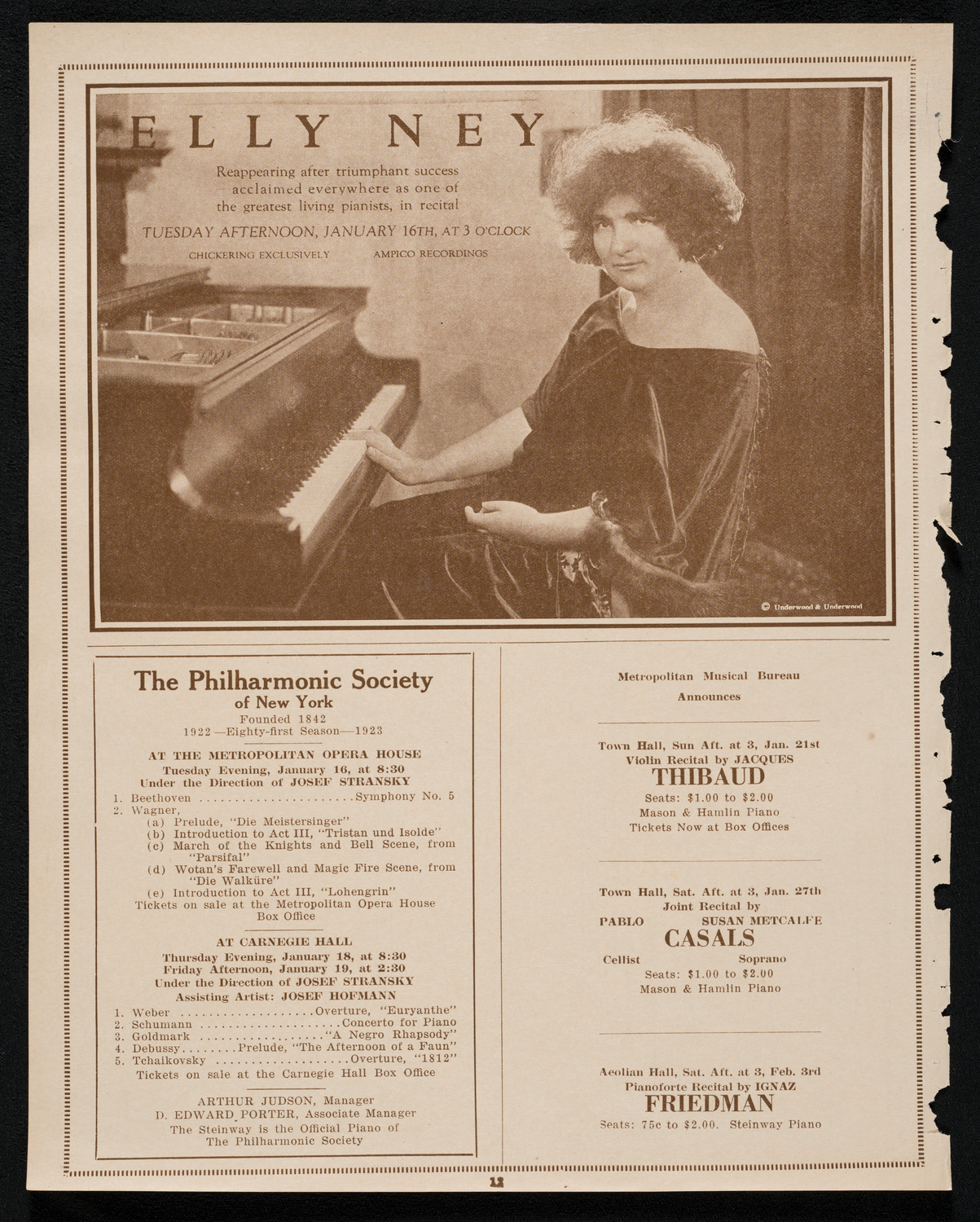 Isadora Duncan, Dancer, with the Russian Symphony Orchestra, January 15, 1923, program page 12