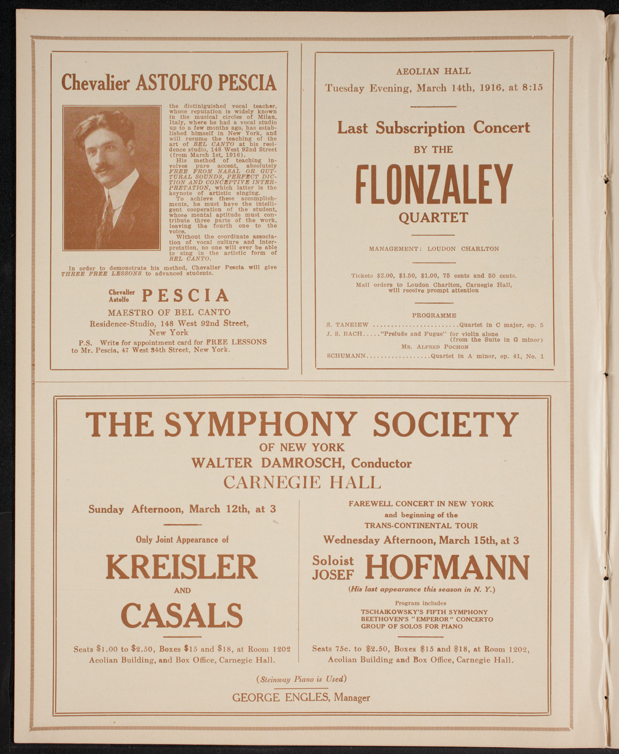 New York Philharmonic, March 10, 1916, program page 8