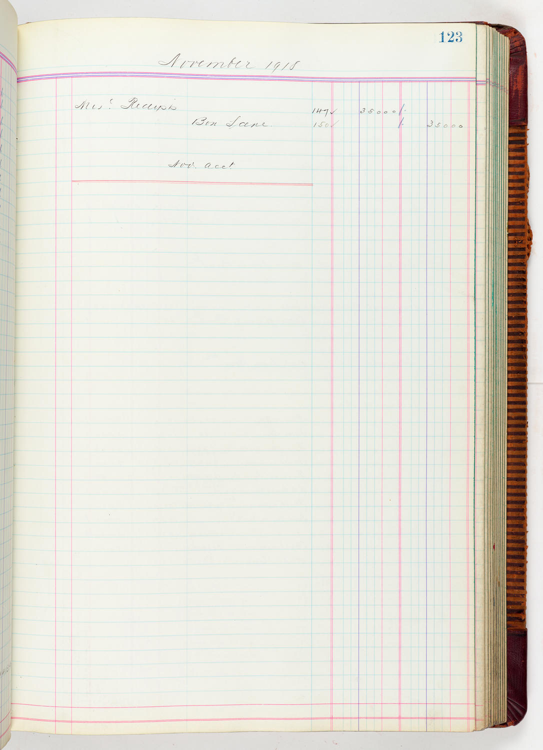 Music Hall Accounting Ledger, volume 5, page 123