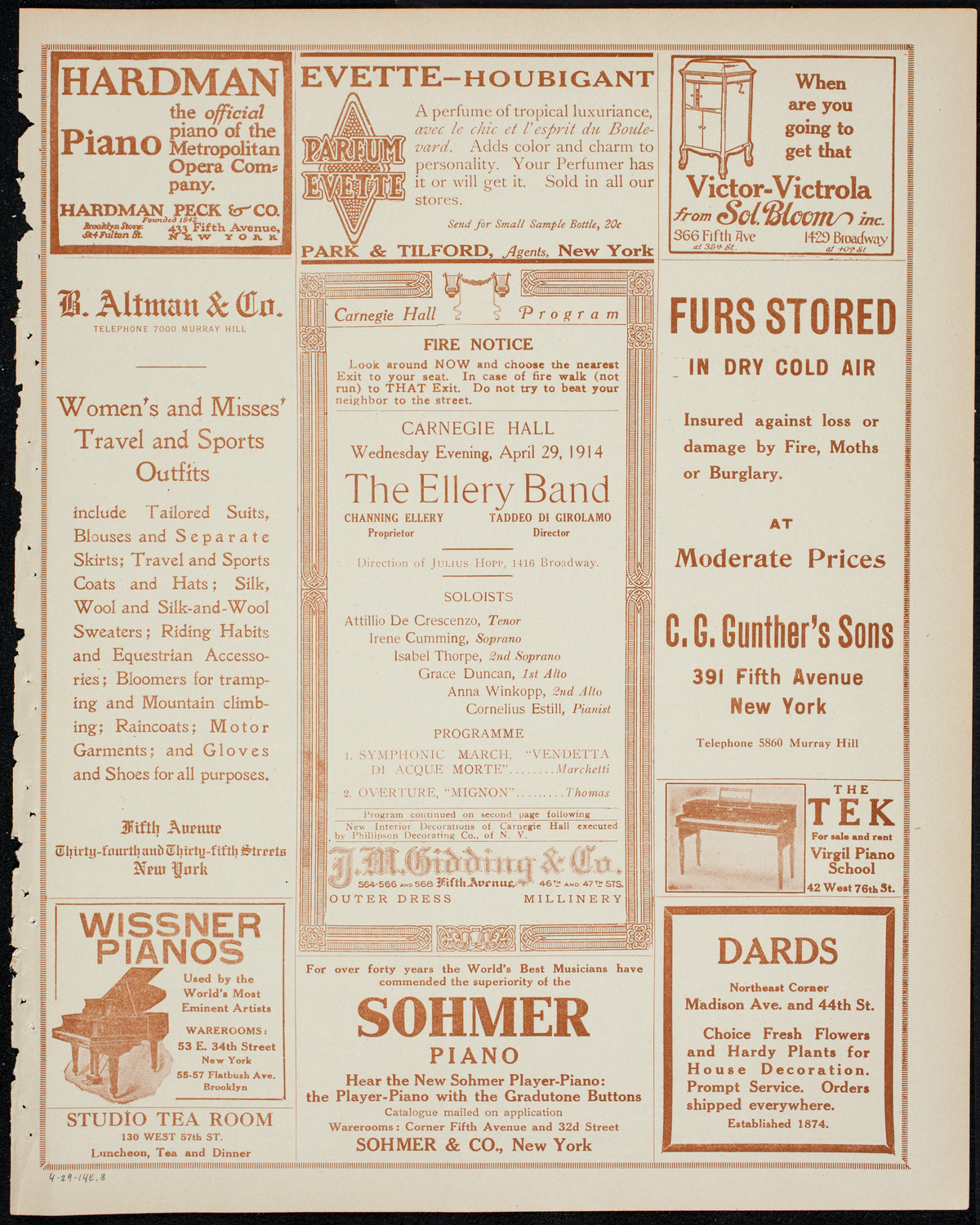 The Ellery Band, April 29, 1914, program page 5