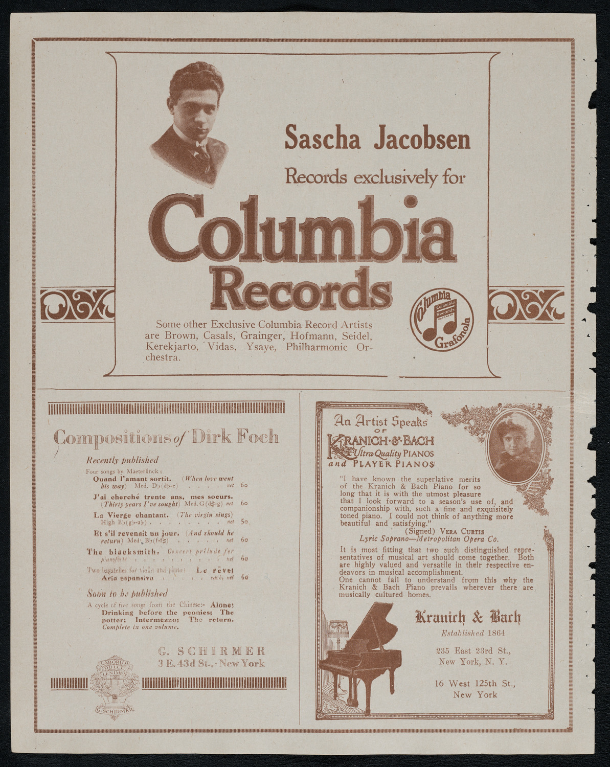 Harold Bauer, Piano, and Jacques Thibaud, Violin, assisted by Mischa Levitzki and Sascha Jacobsen, February 14, 1921, program page 6