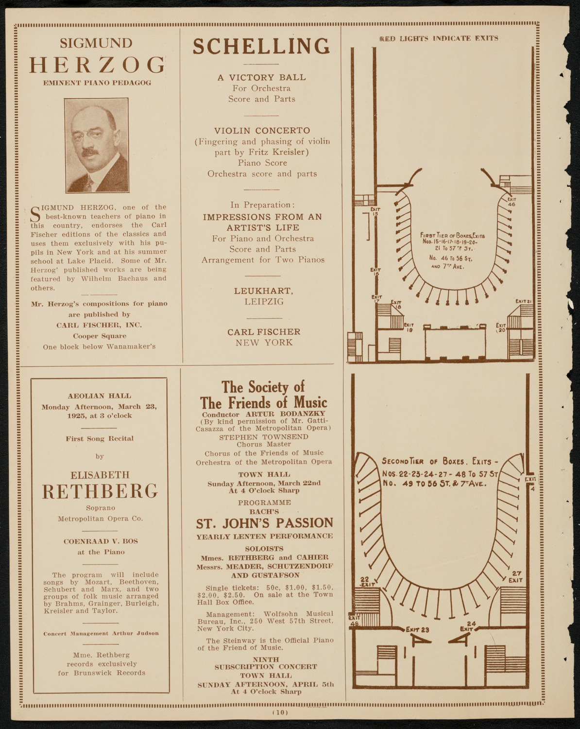 New York Philharmonic, March 20, 1925, program page 10