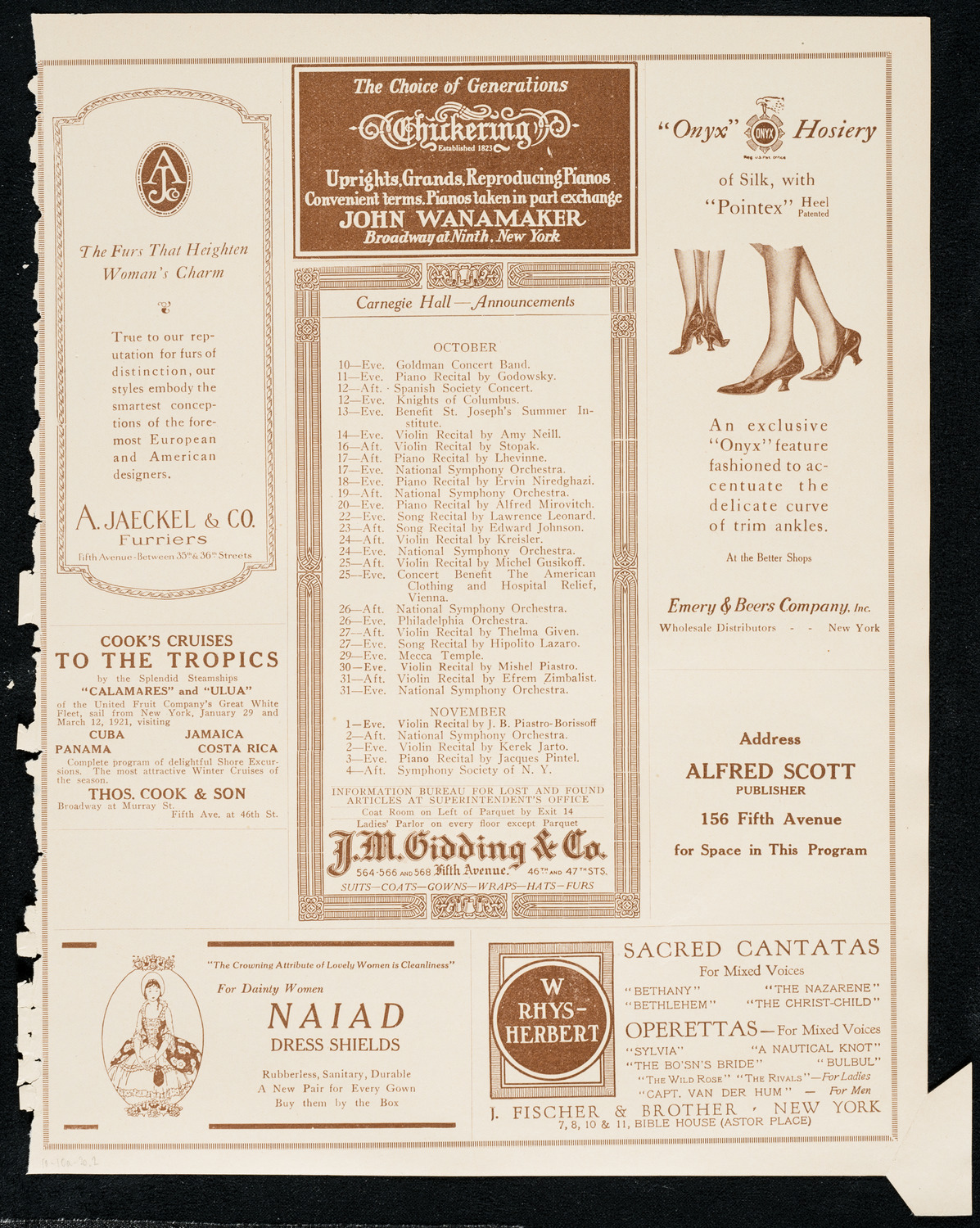 National Symphony Orchestra, October 10, 1920, program page 3