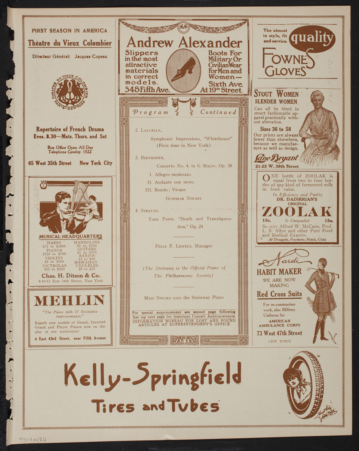 New York Philharmonic, January 4, 1918, program page 7